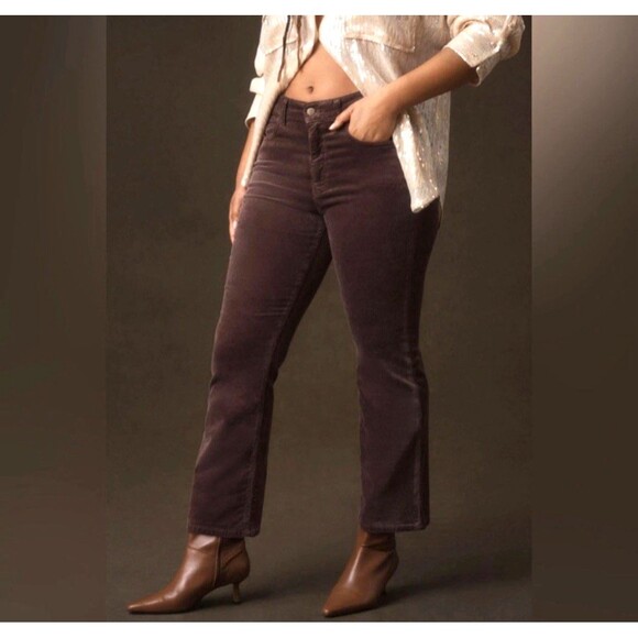 Pilcro Anthropologie The Yaya Mid-Rise Corduroy Crop Flare Pants Size 29 Brown - Picture 2 of 16